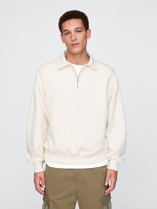 Image number 1 showing, Heavyweight Quarter-Zip Polo Sweatshirt