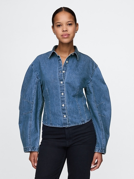 Image number 1 showing, Barrel-Sleeve Denim Shirt