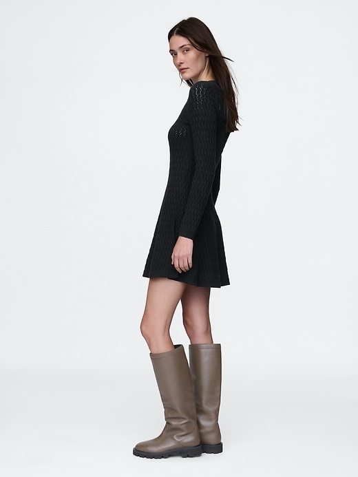 Image number 3 showing, CashSoft Pointelle Mini Sweater Dress