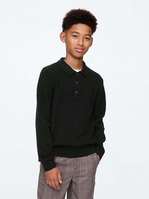 Image number 1 showing, Kids CashSoft Rib Polo Sweater