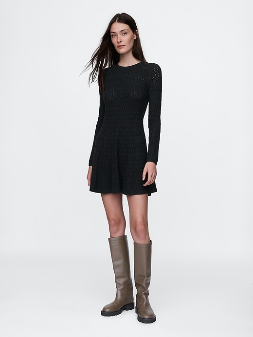 Image number 1 showing, CashSoft Pointelle Mini Sweater Dress