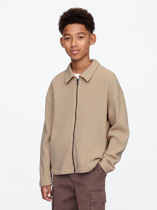 Image number 1 showing, Kids Waffle Zip Shirt Jacket