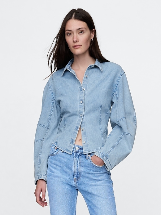 Image number 1 showing, Barrel-Sleeve Denim Shirt