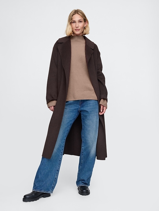 Image number 3 showing, Oversized Split-Hem Mockneck Sweater