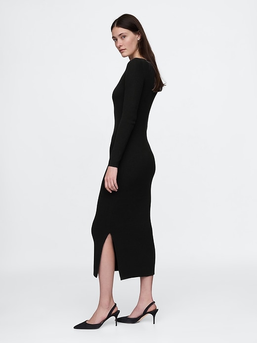 Image number 3 showing, Boatneck Rib Midi Sweater Dress