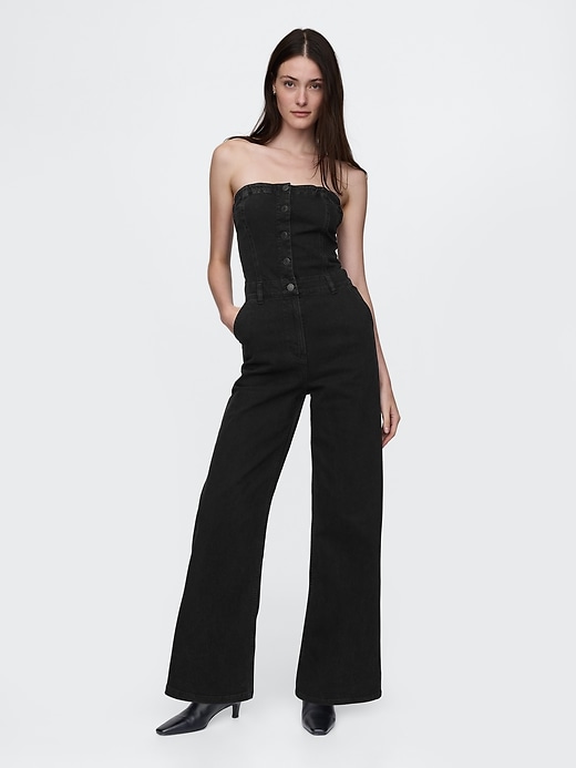 Image number 1 showing, Strapless Denim Jumpsuit