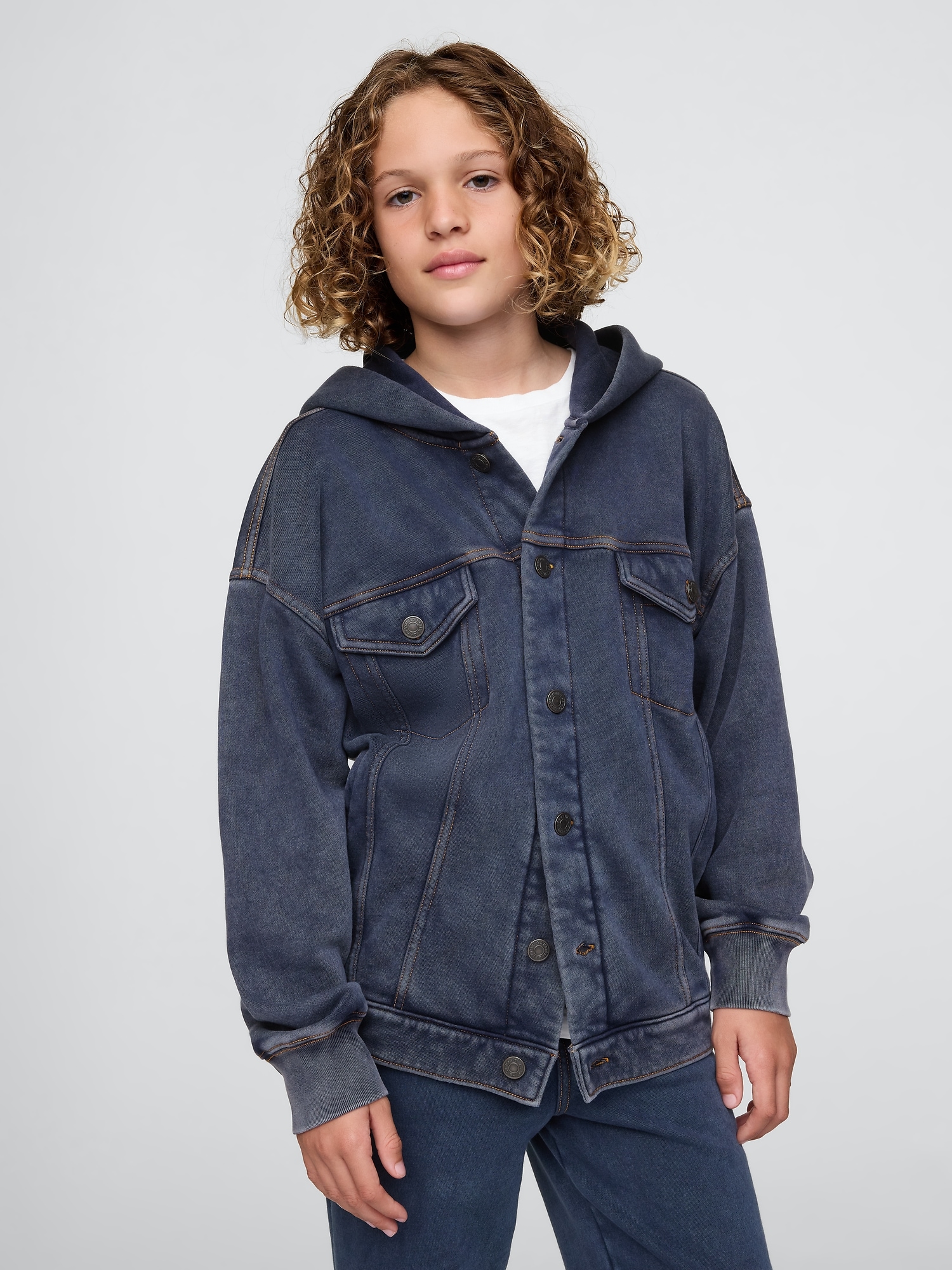 Veste en denim emblématique à capuchon pour Enfant