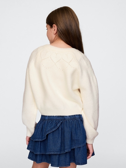 Image number 2 showing, Kids Cropped Pointelle Heart Cardigan