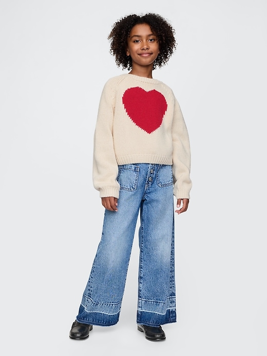 Image number 3 showing, Kids Cropped Chunky Heart Sweater