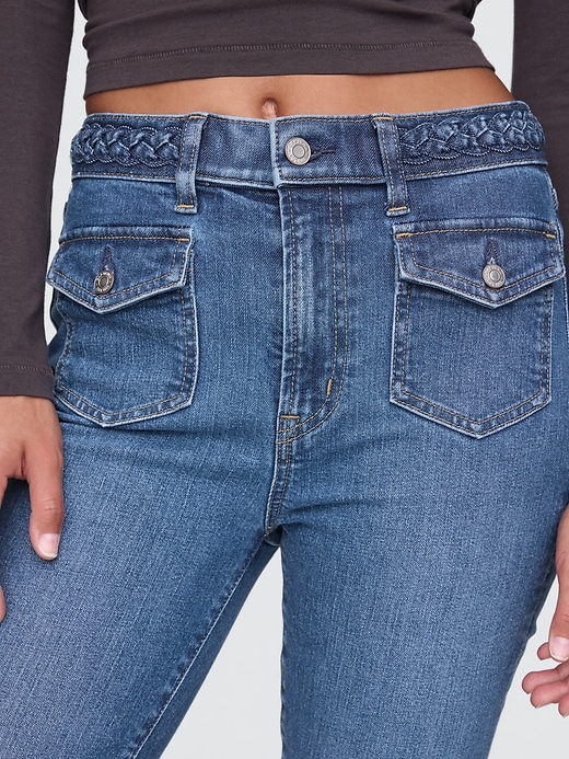 L'image numéro 8 présente Jean évasé tressé années 70 à taille haute