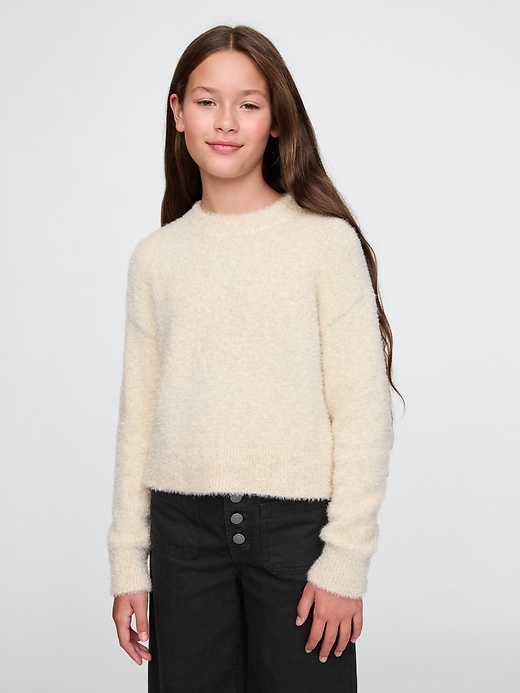 Image number 1 showing, Kids Fuzzy Metallic Crewneck Sweater