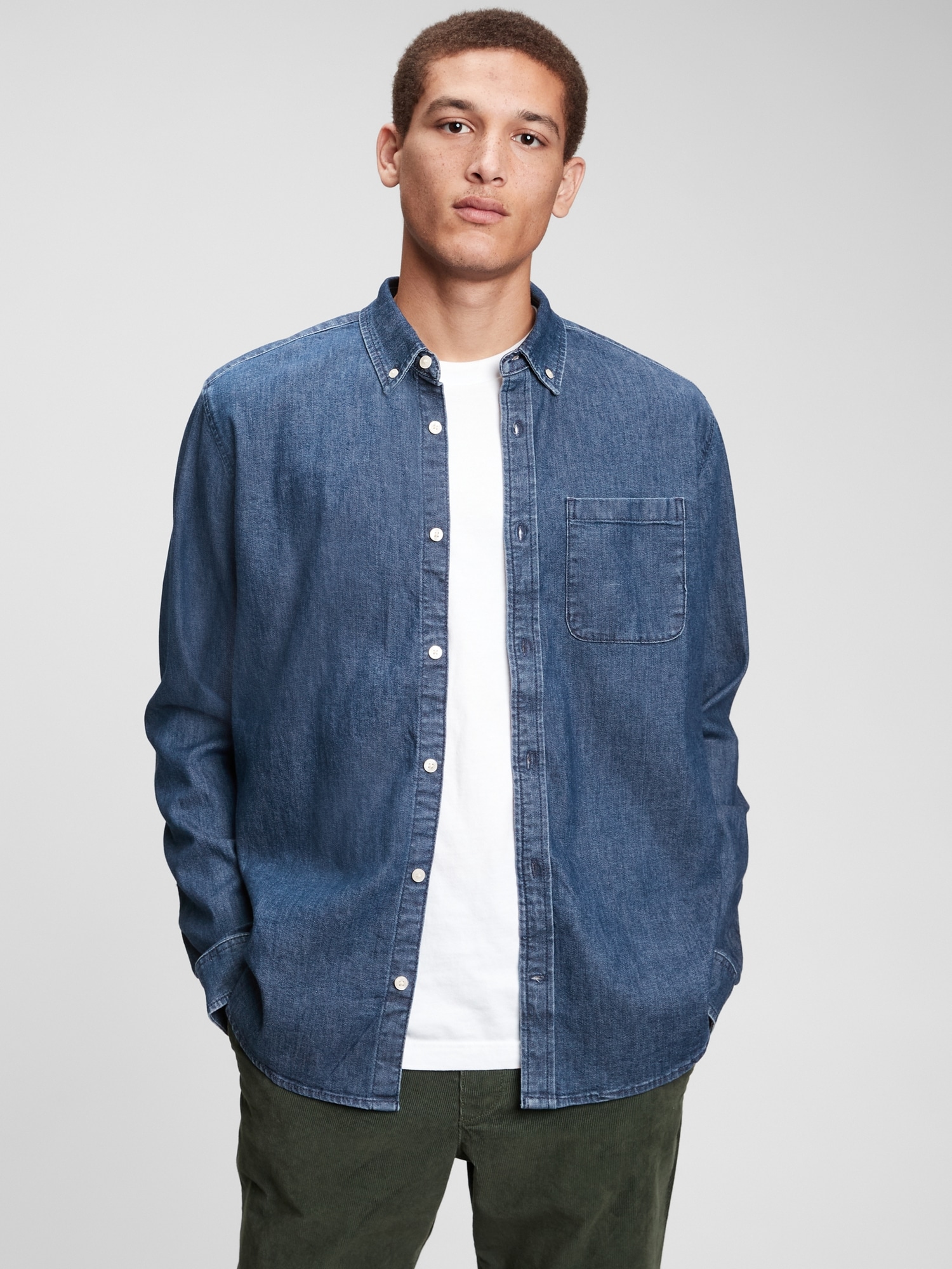 Chemise en denim à poche