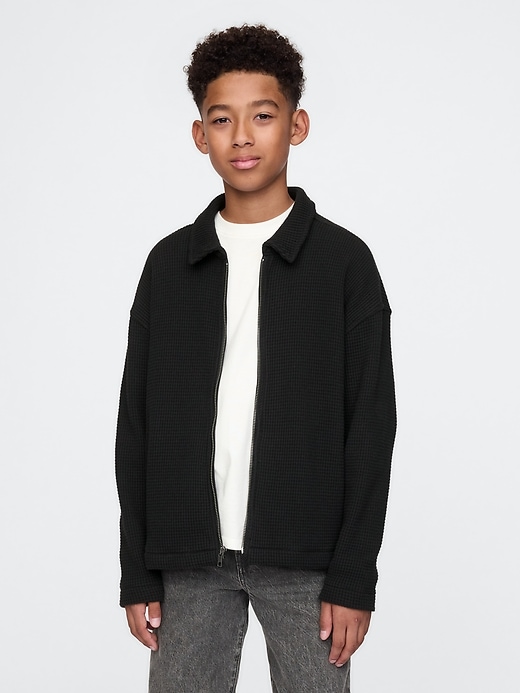 Image number 1 showing, Kids Waffle Zip Shirt Jacket