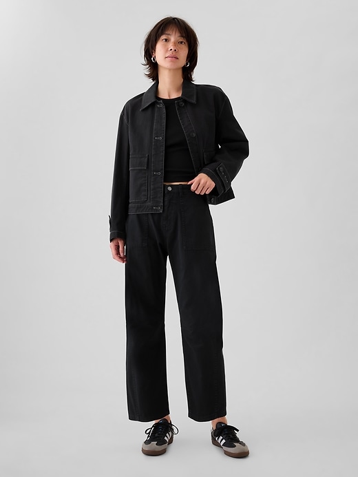 Image number 1 showing, Mid Rise Twill Barrel Pants