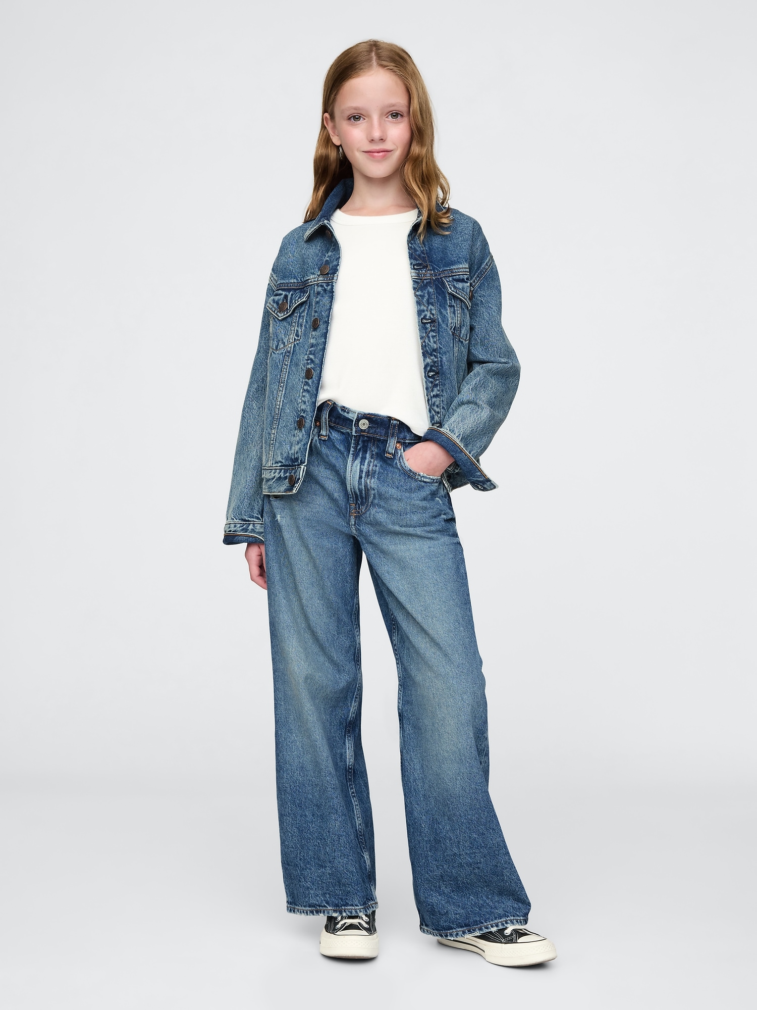 Jean sportif à taille basse en denim Washwell pour Enfant