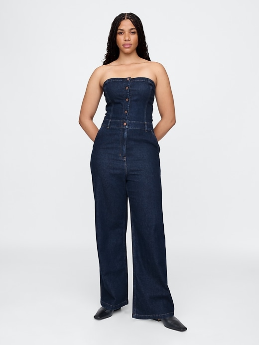 Image number 5 showing, Strapless Denim Jumpsuit