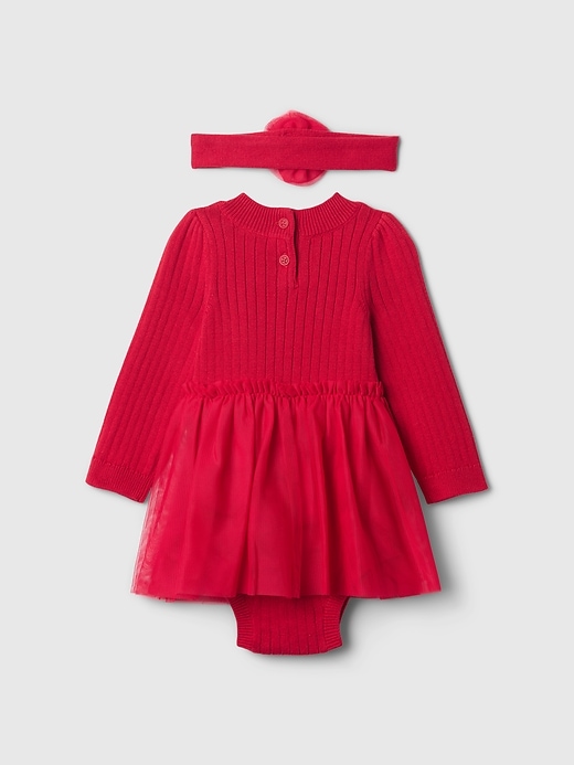 L'image numéro 2 présente Robe cache-couche en tricot et tulle pour Bébé