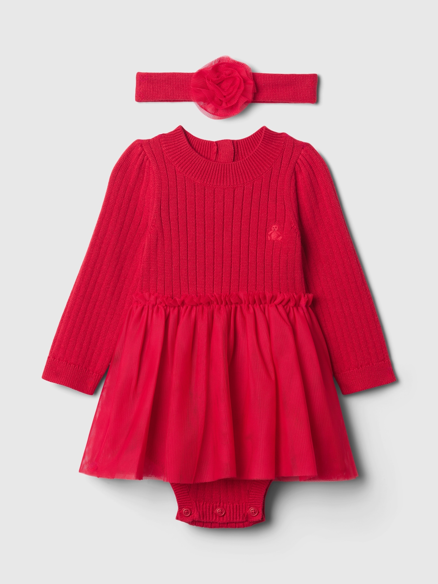 Toddler Girls Sweater Tulle Bodysuit Dress by Gap Red Size 12 18 M