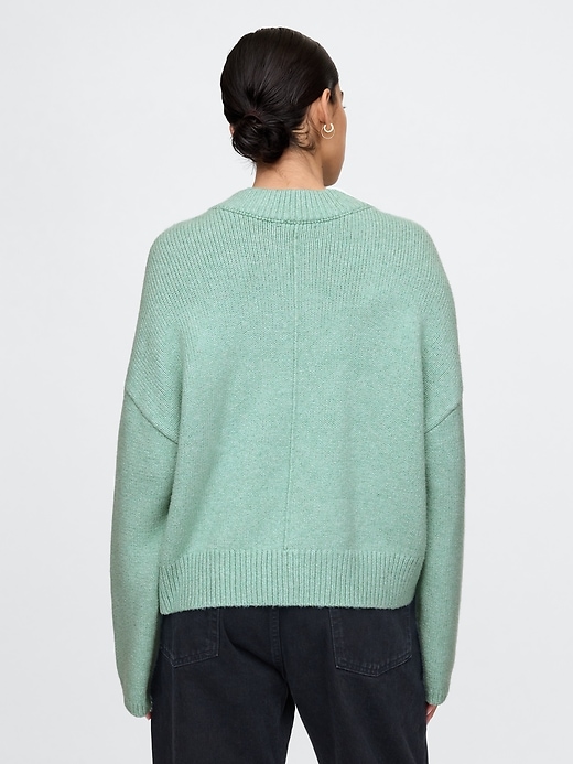 Image number 3 showing, CashSoft Cropped High V-Neck Sweater