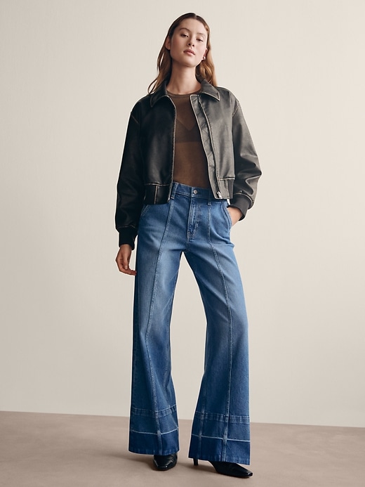 Image number 8 showing, High Rise Stride Seamed Wide-Leg Jeans