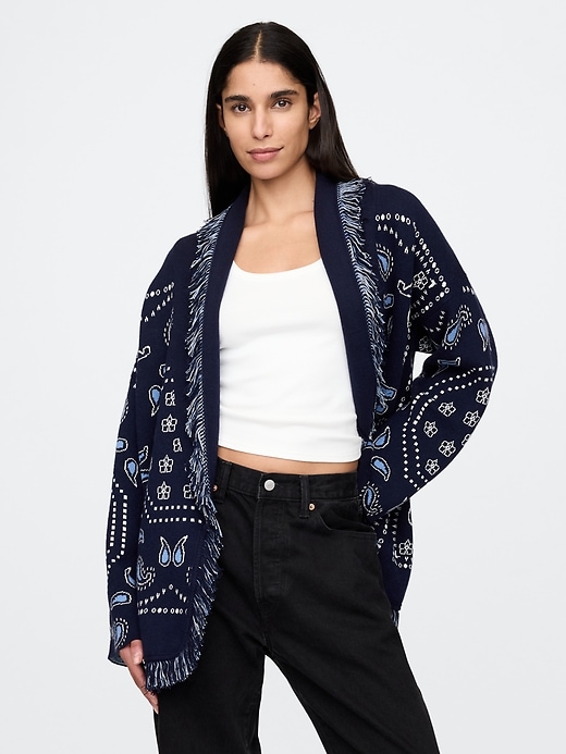 Image number 1 showing, Oversized Fringe Shawl Cardigan