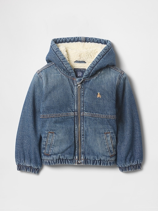 Image number 1 showing, babyGap Sherpa-Lined Hooded Denim Jacket