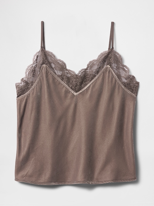 Image number 5 showing, Recycled Velvet Lace-Trim Cami