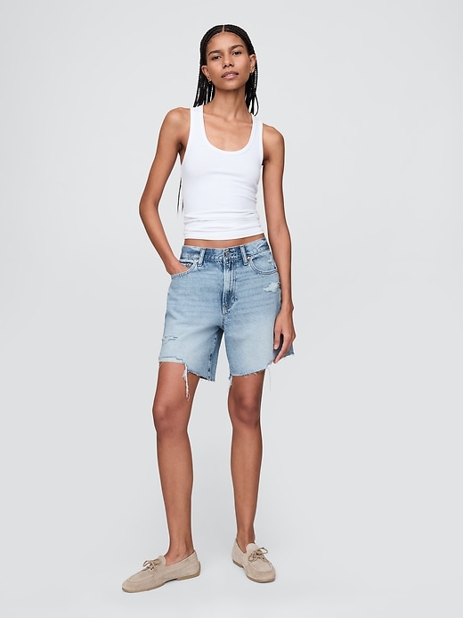 Image number 1 showing, 8&quot; Mid Rise &#39;90s Loose Denim Bermuda Shorts