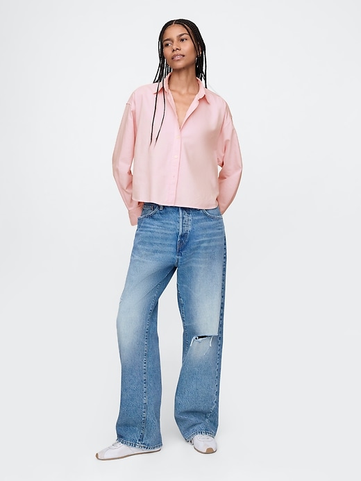 Image number 3 showing, Organic Cotton Poplin Cropped Big Shirt