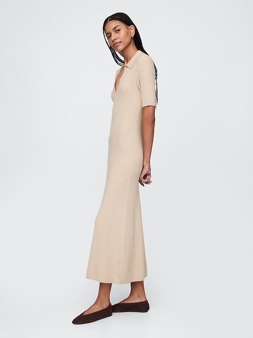 Image number 3 showing, CashSoft Rib Maxi Polo Sweater Dress