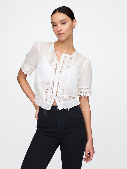 Image number 1 showing, Lace-Trim Shirt