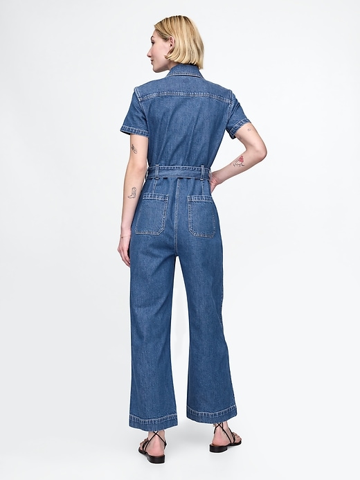 Image number 2 showing, Belted Denim Jumpsuit