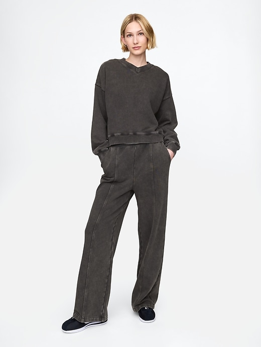 Image number 1 showing, French Terry Seamed Wide-Leg Sweatpants