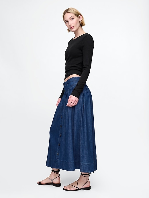 Image number 3 showing, Denim Western Yoke Midi Skirt