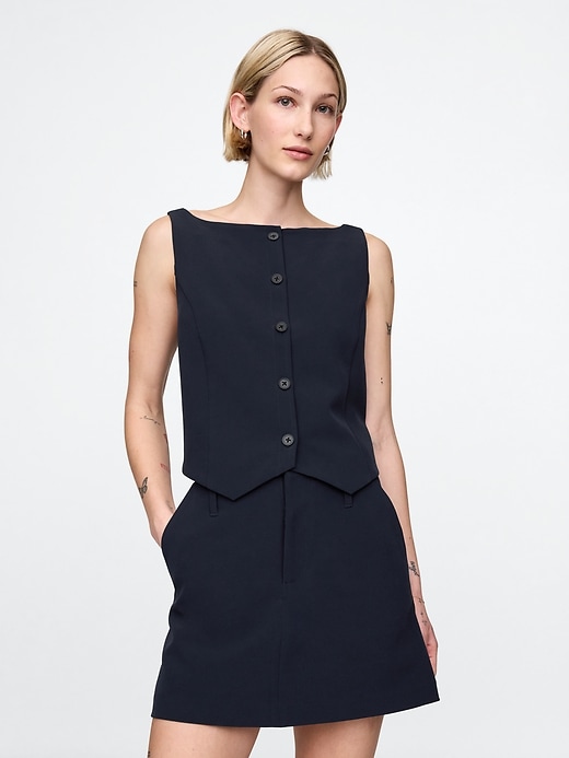 Image number 1 showing, Cropped BiStretch Boatneck Vest