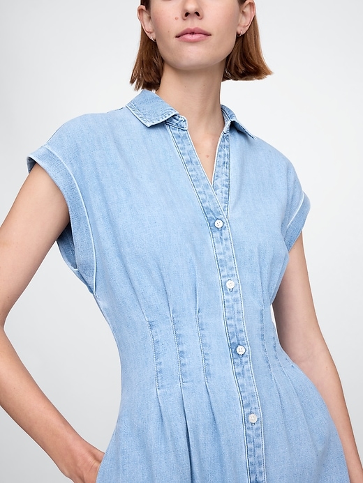 Image number 4 showing, Denim Pleated Maxi Shirtdress