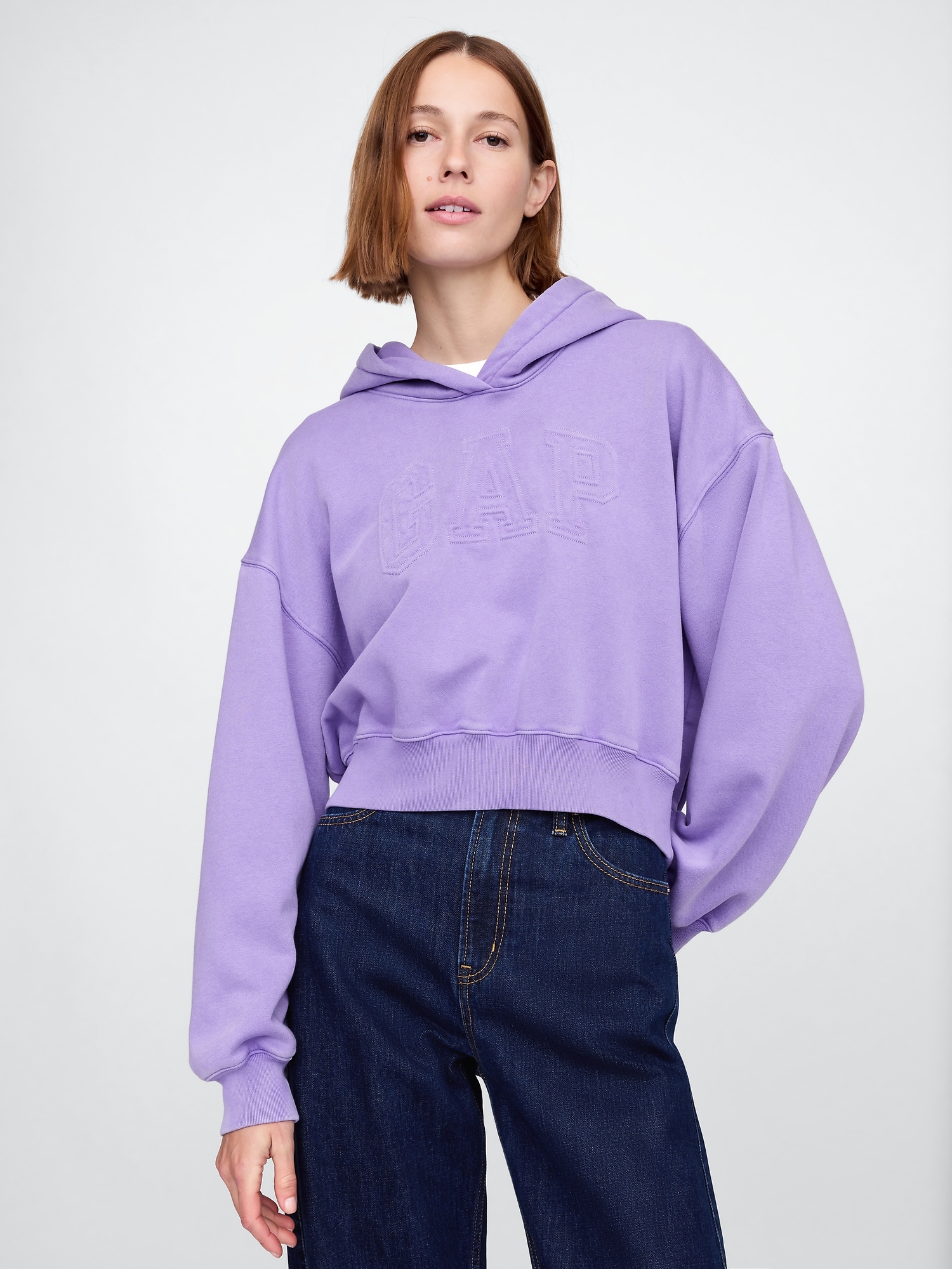 Vintage Soft Cropped Logo Hoodie