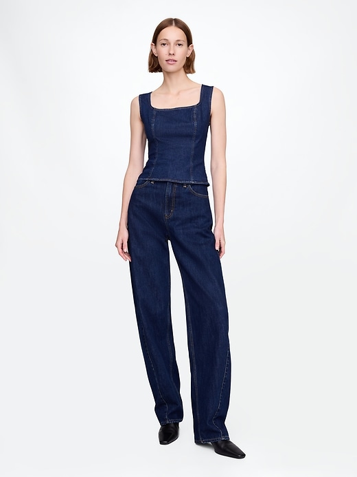 Image number 3 showing, Square-Neck Denim Top