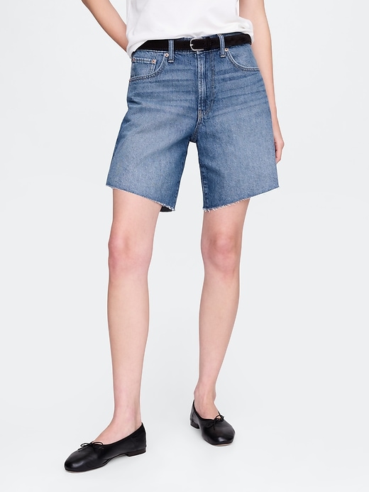 Image number 2 showing, 8&quot; Mid Rise &#39;90s Loose Denim Bermuda Shorts