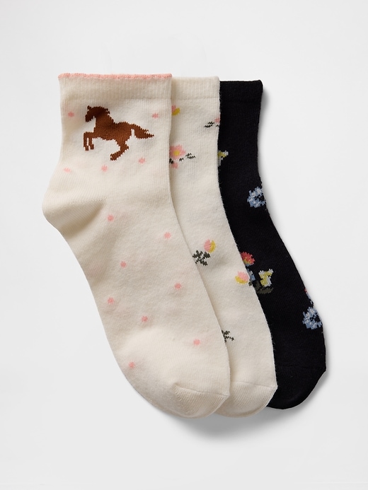 View large product image 1 of 1. Kids Horse Quarter Crew Socks (3-Pack)