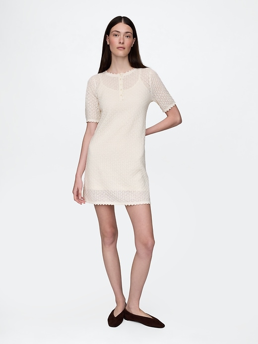 Image number 1 showing, Linen-Blend Pointelle Dress