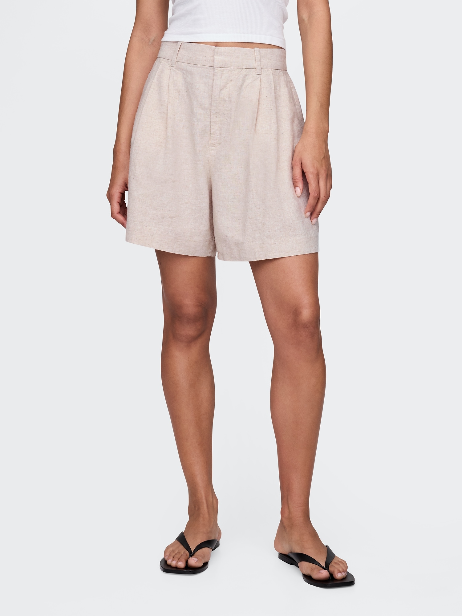 365 High Rise Linen-Blend Shorts