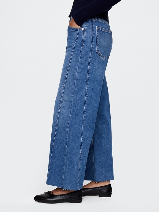 Image number 3 showing, High Rise Stride Wide-Leg Ankle Jeans