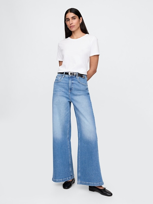 Image number 1 showing, Sky High Rise Stride Wide-Leg Jeans