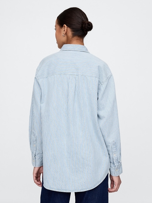 Image number 2 showing, Railroad Striped Denim Big Shirt