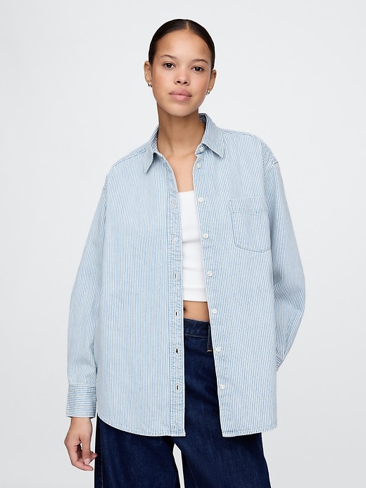 Image number 1 showing, Railroad Striped Denim Big Shirt