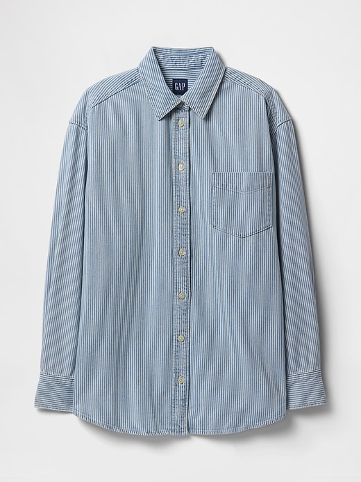 Image number 5 showing, Railroad Striped Denim Big Shirt