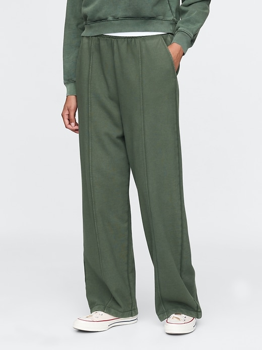 Image number 2 showing, French Terry Seamed Wide-Leg Sweatpants