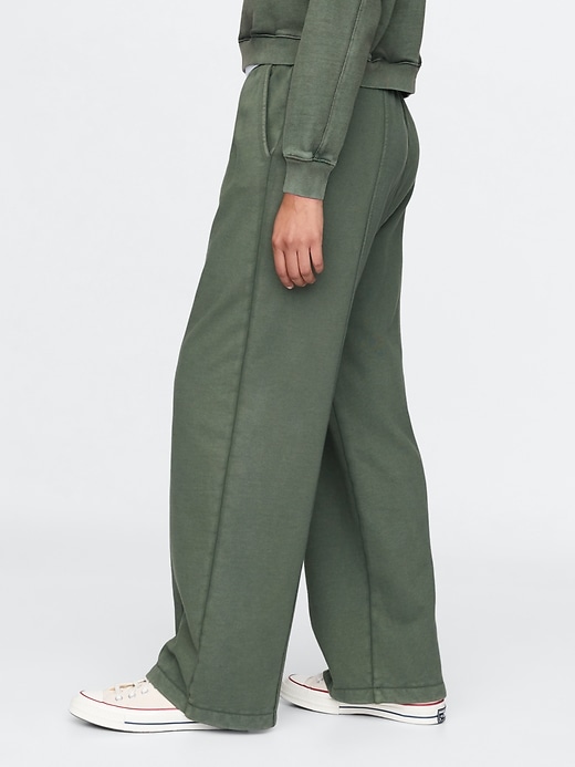 Image number 3 showing, French Terry Seamed Wide-Leg Sweatpants