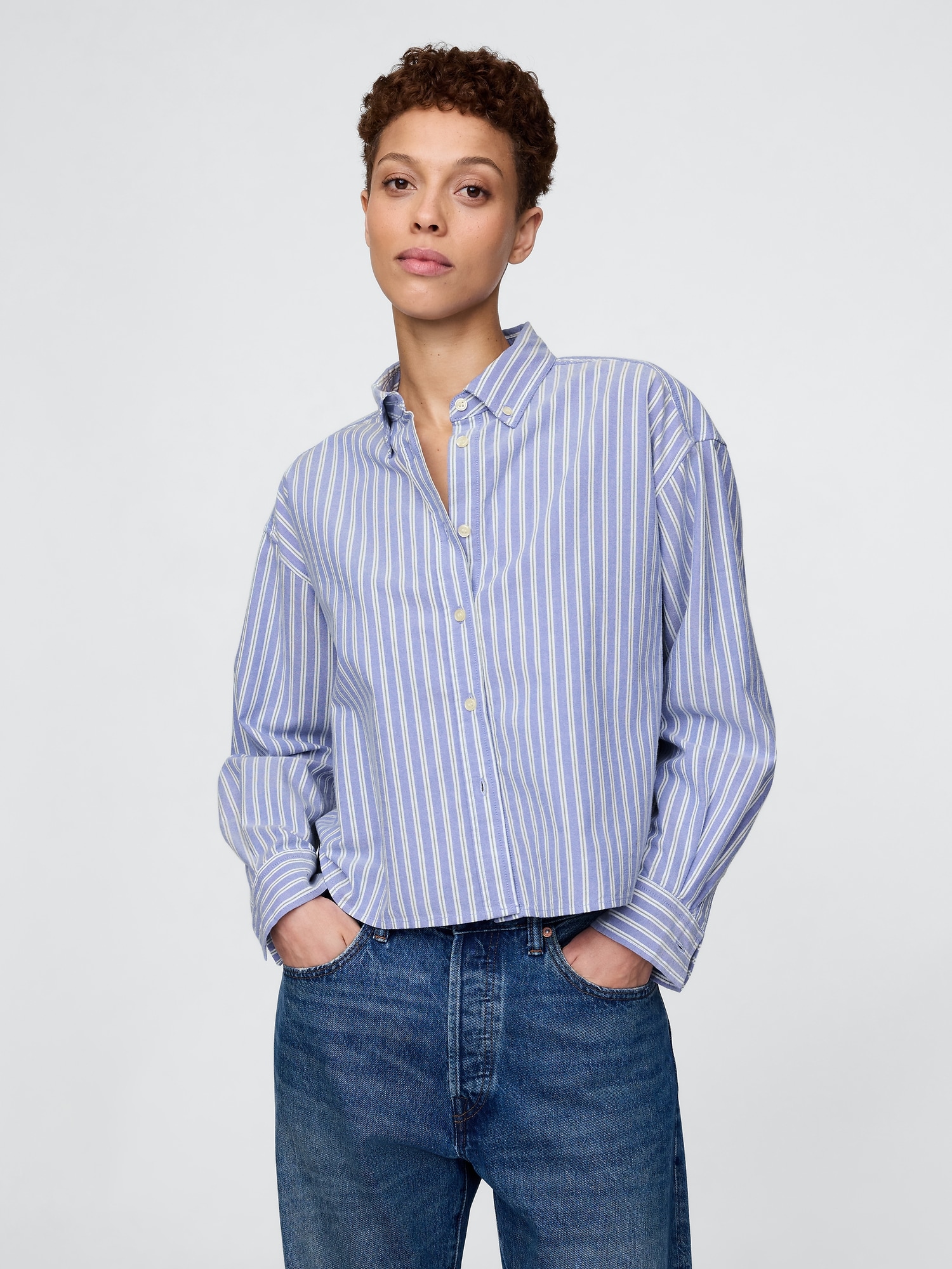 Organic Cotton Oxford Cropped Big Shirt